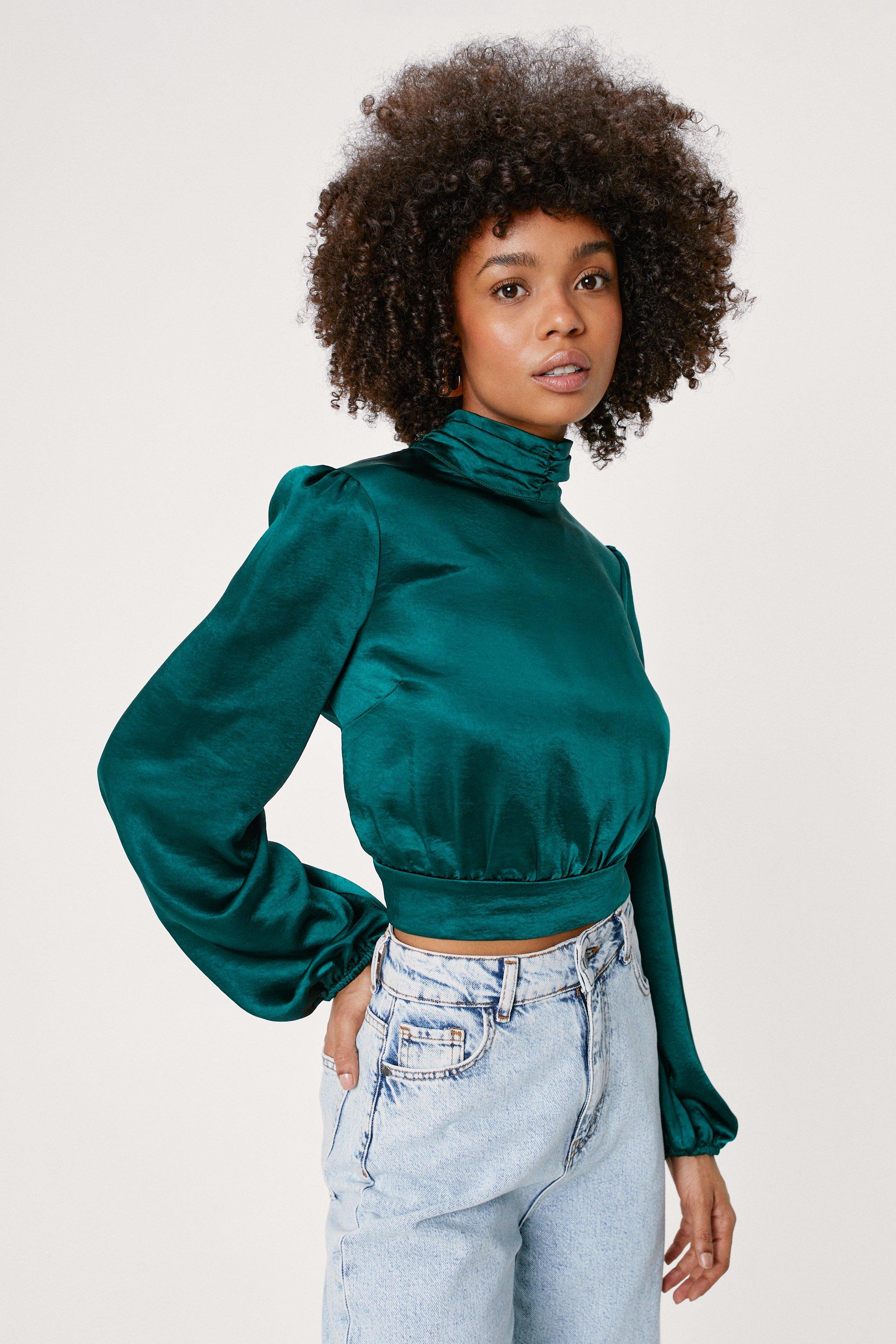 Heavy Satin Open Back Blouse